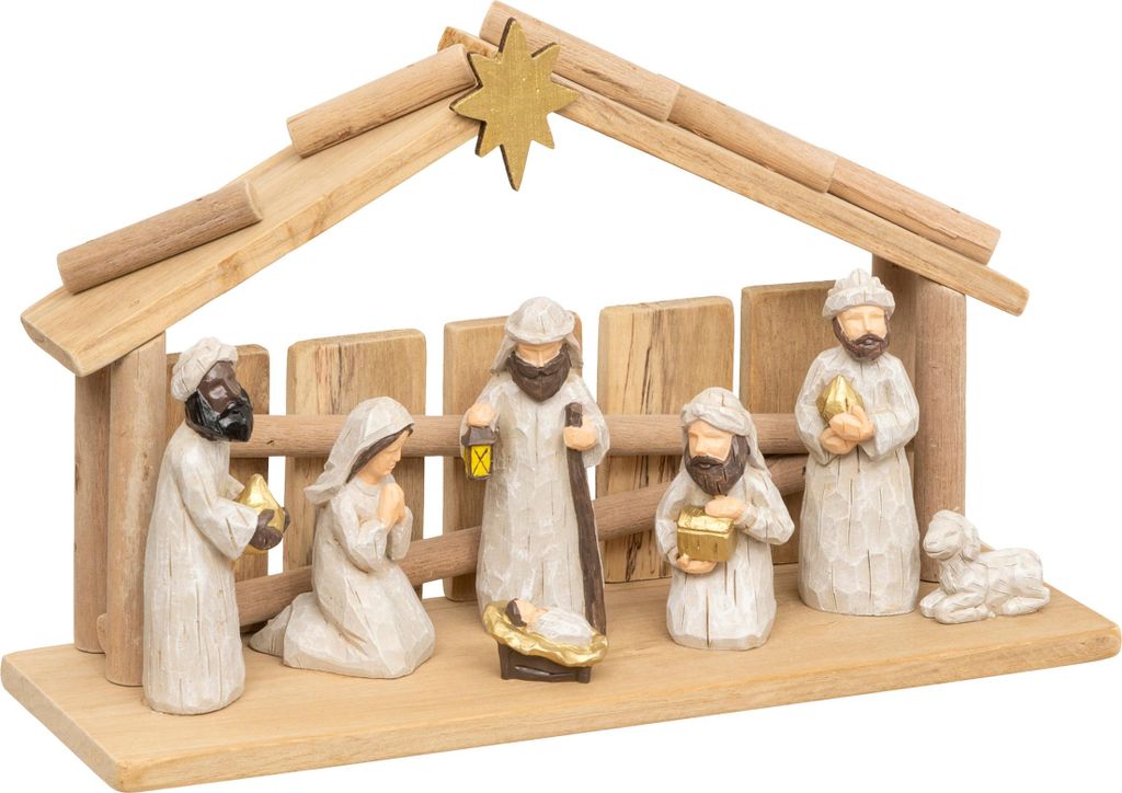 Vianočná postieľka so 7 figúrkami, 30 x 18 cm Obrázok produktu 