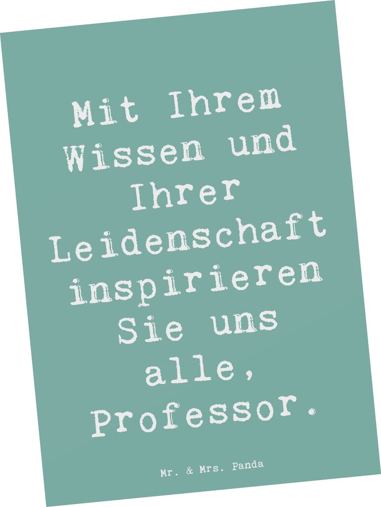 Mr. & Mrs. Panda Postkarte Spruch Inspirierender Professor - Meeresbrise - Geschenk, Postkarten, Engagement, Grußkarte, Prüfungsphase, kunstkarte...