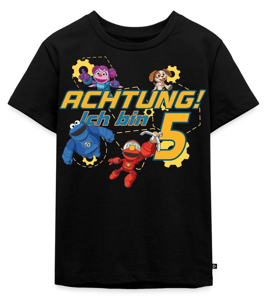 Spreadshirt Achtung Ich Bin 5 Jahre Alt Mecha Builders Team Motiv Kinder Premium T-Shirt, 98/104 (2 Jahre), Schwarz