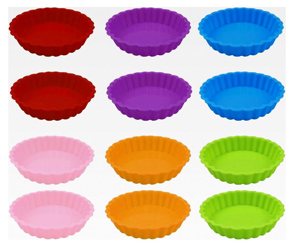 12-teilige Silikon-Kuchenform, 11 cm, antihaftbeschichtet, für Törtchen, Mini-Törtchen und Quiches