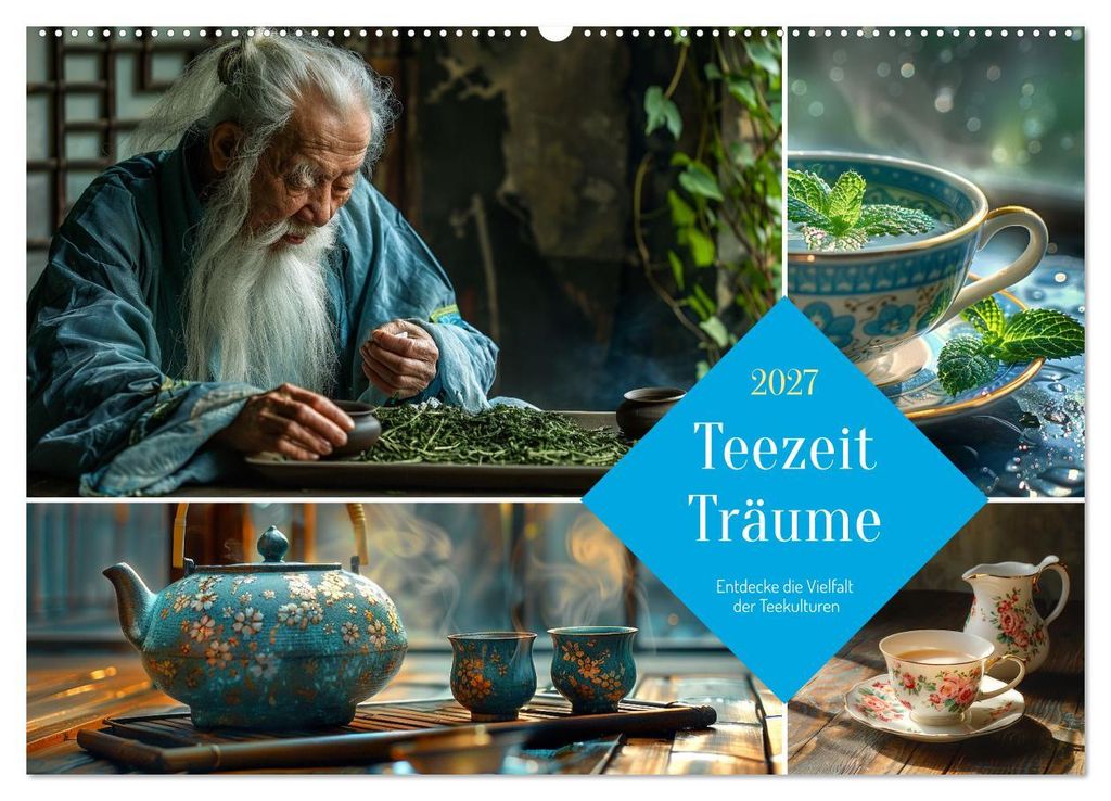 Teezeit Träume (Wandkalender 2027 DIN A2 quer), CALVENDO Monatskalender