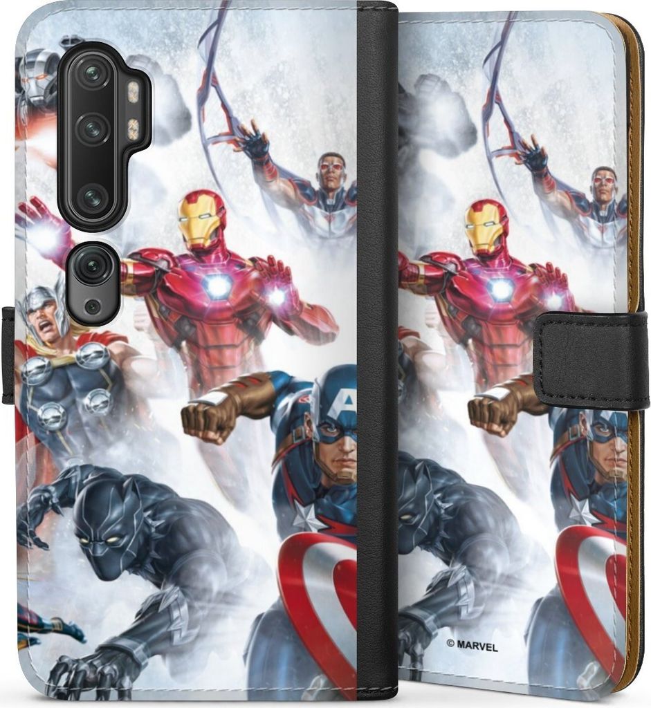 DeinDesign Klapphülle für Xiaomi Mi Note 10 Handytasche Lederhülle Tasche Offizielles Lizenzprodukt Marvel The Avengers