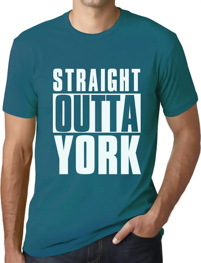 Herren Grafik T-Shirt Straight Outta York Öko-Verantwortlich Vintage Jahrgang Kurzarm Lustige Druck Geburtstag Geschenk Mann