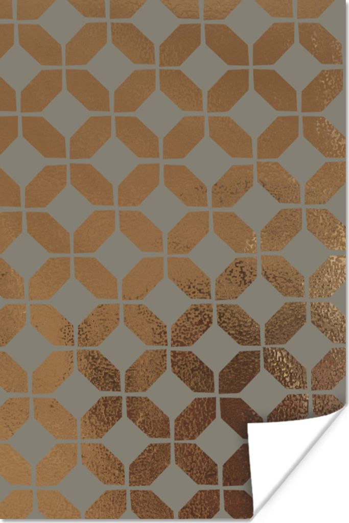 MuchoWow Poster Muster - Gold - Figur 80x120 cm - Papierdruck