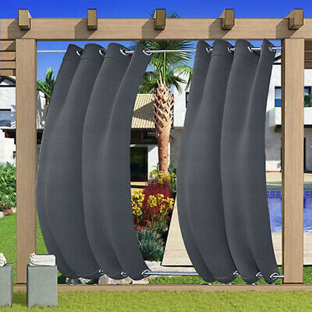 Winddicht Outdoor Vorhänge mit Oben+Unten 4cm Ösen Wasserdicht Aussen Vorhang 