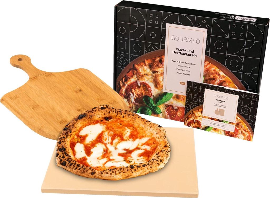 GOURMEO Sada kamenů na pizzu do trouby s bambusovou Obrázek produktu 
