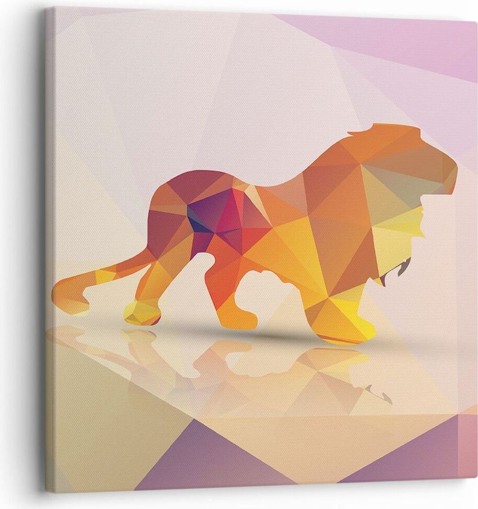 Bild auf Leinwand - Leinwandbild - Löwe Illustration modern - 30x30cm - Wand Bild - Wanddeko - Leinwanddruck - Bilder - Kunstdruck - Wanddekoratio...