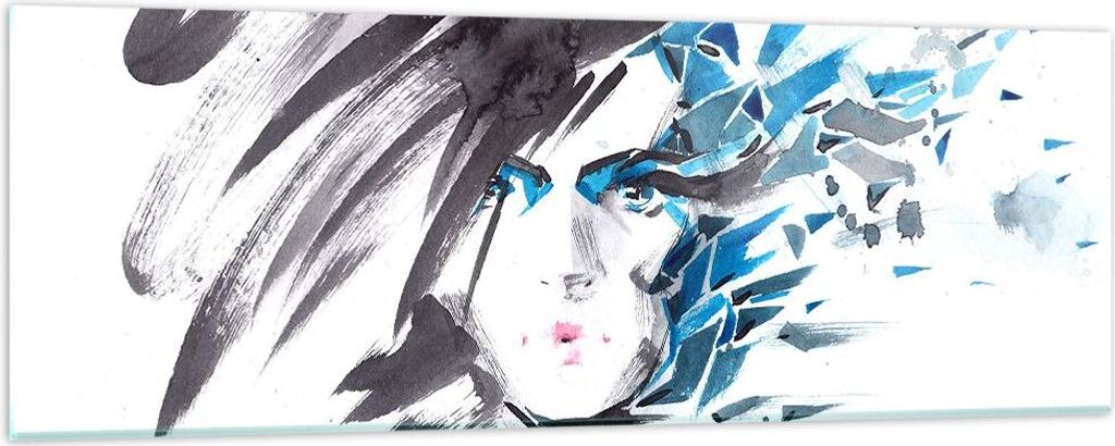 Bilder auf glas - Frau Gesicht Illustration Make-up - 90x30cm - Glasbilder - Wandbilder - Kunstdruck - zum Aufhängen bereit - Wanddekoration aus G...