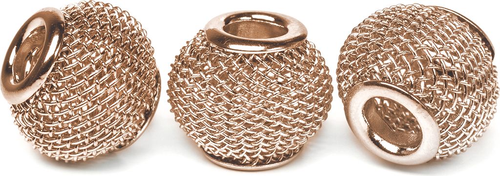 UIT Netzperle Großlochperle 14 x 11 mm 3 Stk Innen 5 mm Außen 14 mm Höhe 11 mm Rosé/Gold