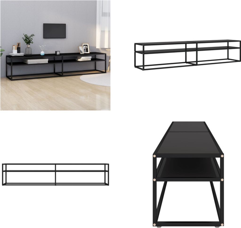 vidaXL TV Schrank Schwarz 200x40x40,5 cm Hartglas - TV-Schrank - TV-Schränke - TV-Ständer - TV-Möbel