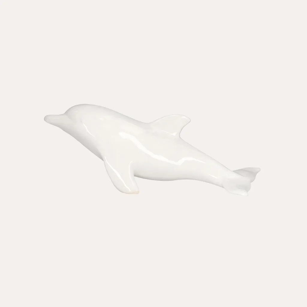 Dauphin blanc 50 cm pour décoration de table ou étagère thématique