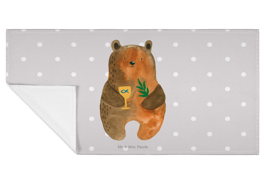 Mr. & Mrs. Panda Handtuch Bär Konfirmation - Grau Pastell - Geschenk, gesichtstuch, Gottesdienst, Teddy, Kirche, 50x100, Frotteehandtuch, Evangeli...