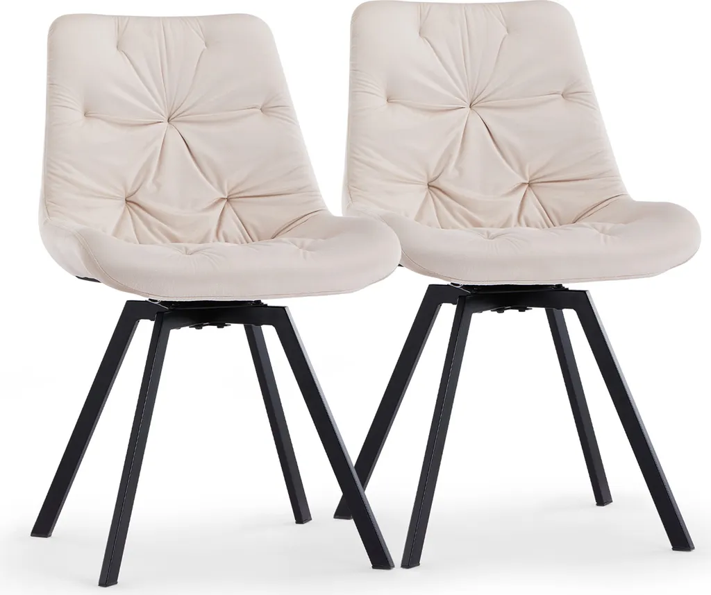 Chaise pivotante salle à manger en velours beige moderne, lot de 4 unités