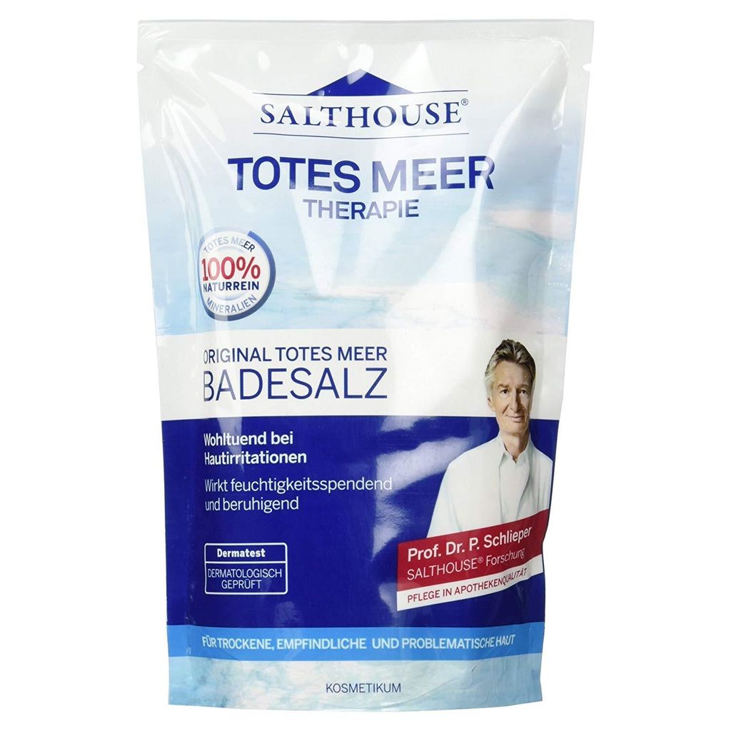 A pouch of Salthouse Original Totes Meer Bath Salt with a picture of a man on it.