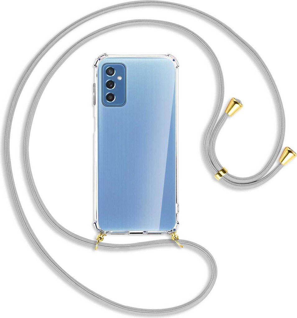 Handykette Backcover-Schutzhülle mit Band (Metall goldfarben) für Samsung Galaxy M52 5G (M526) - silbergrau