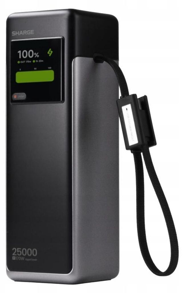 SHARGE HyperTower X6 Powerbank 25000 mAh 170W PD QC Schnellladen Grau USB C Laptop