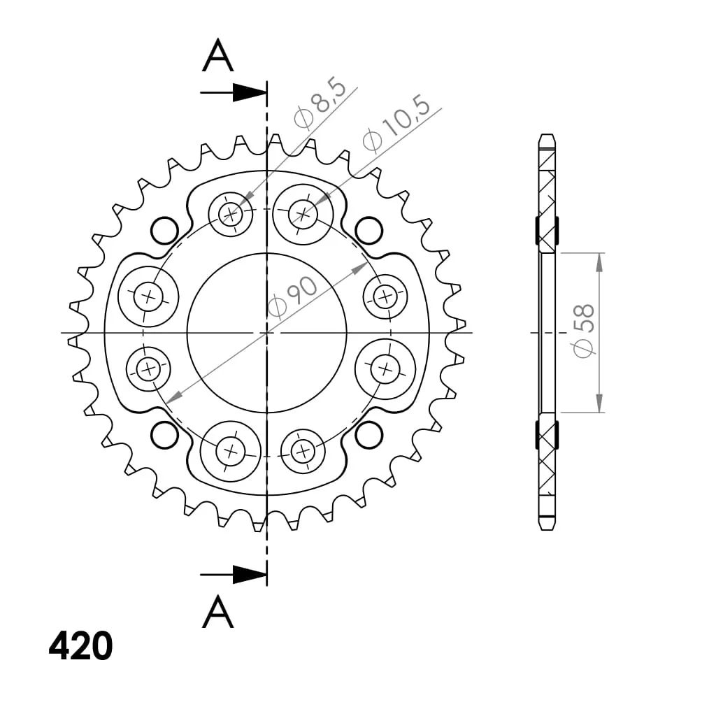 Pignon Arrière Supersprox Or 34 Dents Pas 420 pour Transmission Moto