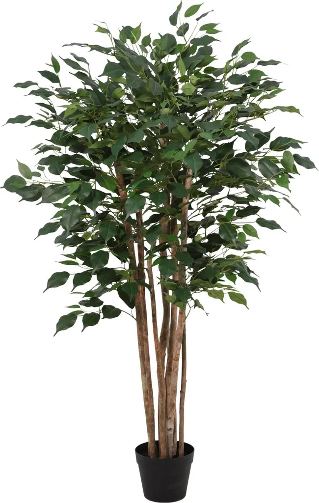 Plante artificielle Ficus Benjamina 150 cm avec pot, figuier déco