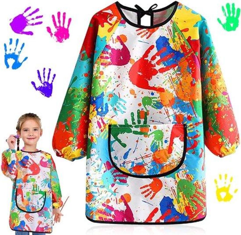 Kleidung für Kinder, 6-12 Jahre, wasserdichtes Kunstschort mit Ärmeln und großen Taschen, Mädchen Jungen Inktstifte, Kunstschule für Malen