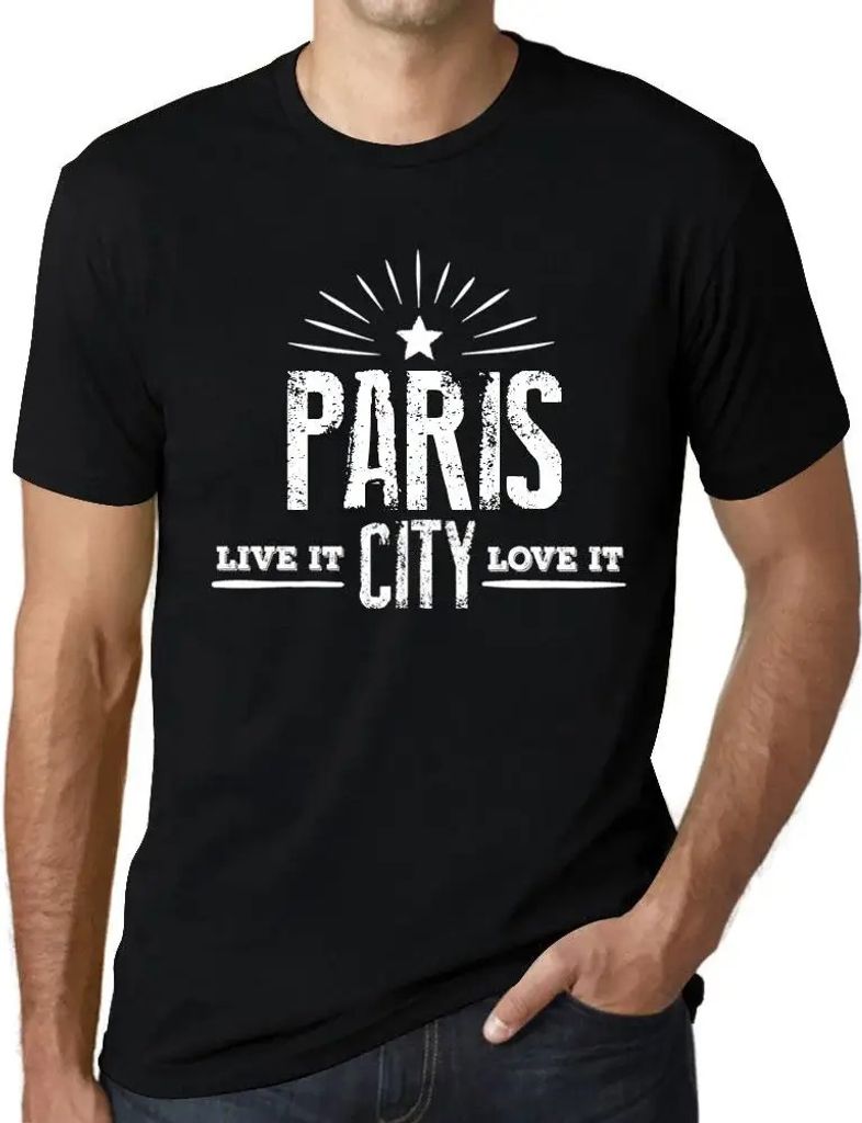Herren Grafik T-Shirt Live It Love It Paris Öko-Verantwortlich Vintage Jahrgang Kurzarm Lustige Druck Geburtstag Geschenk Mann