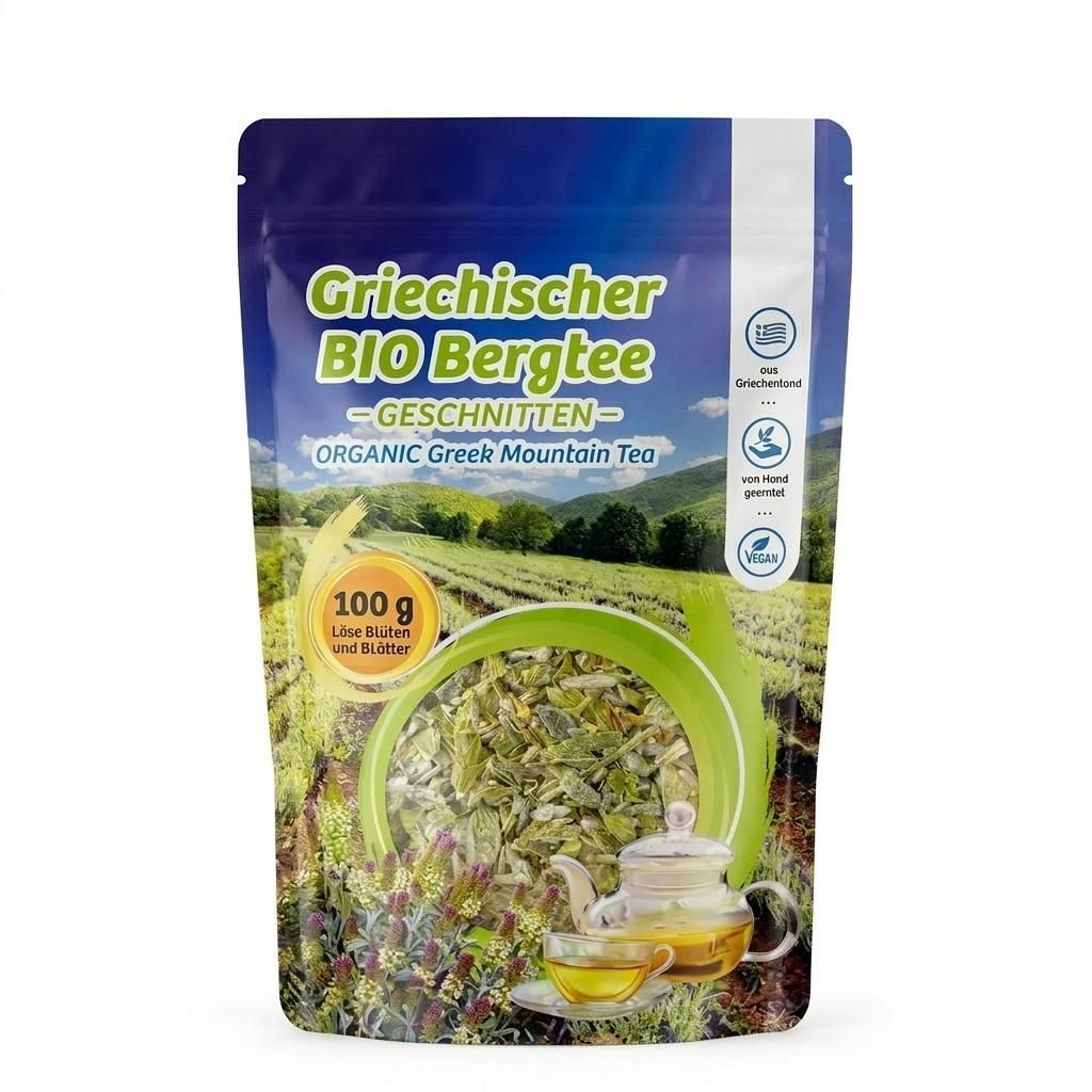 Oligri Bio Bergtee Sideritis scardica geschnitten 100 g – loser griechischer Kräutertee aus Kozani