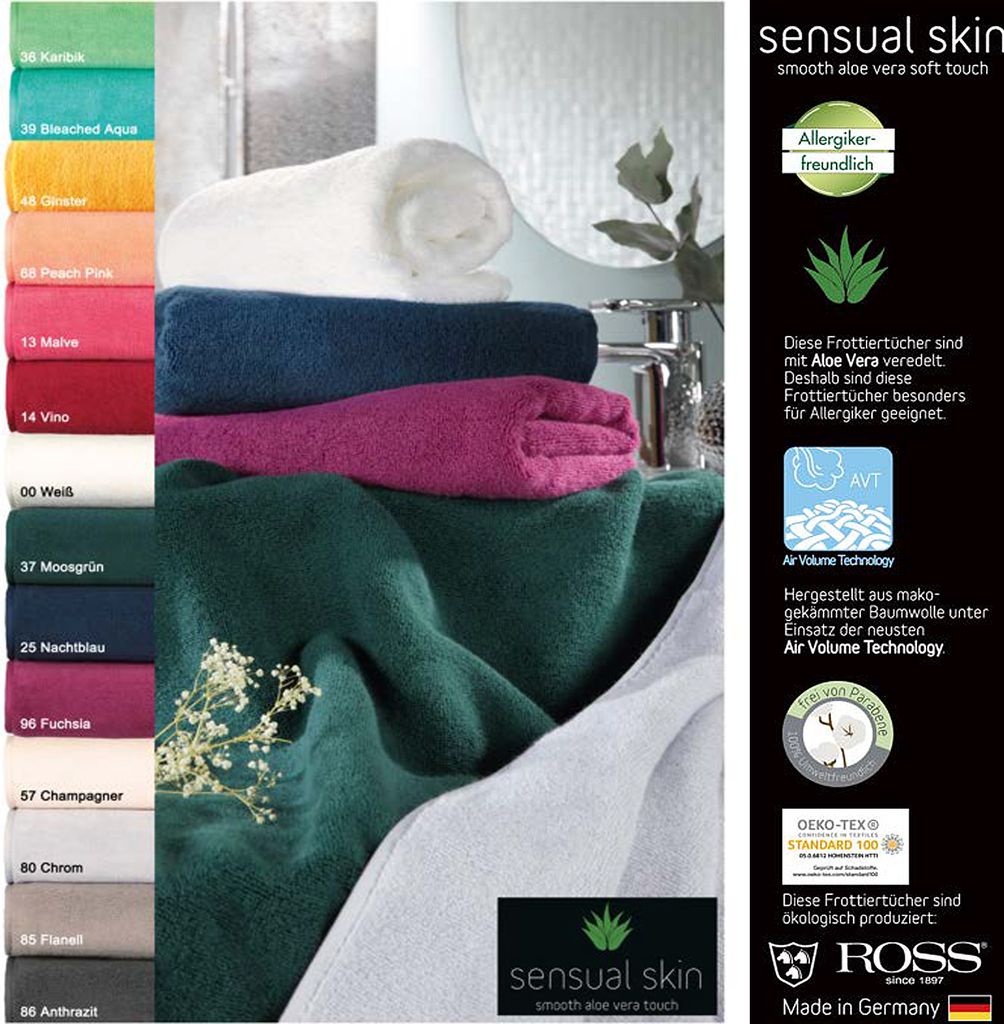 Ross FrotteeHandtücher 50 x 100 cm Sensual Skin 9000 uni mit Aloe Vera, Auswahl Farbe:81 - kiesel