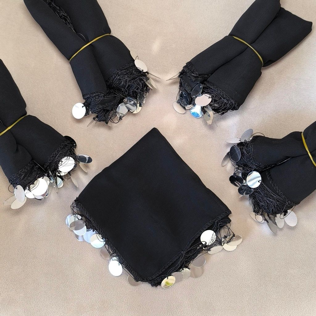 10x Schwarz mit golden Pulls Halay Mendili groß 20x20 cm Produktbild 
