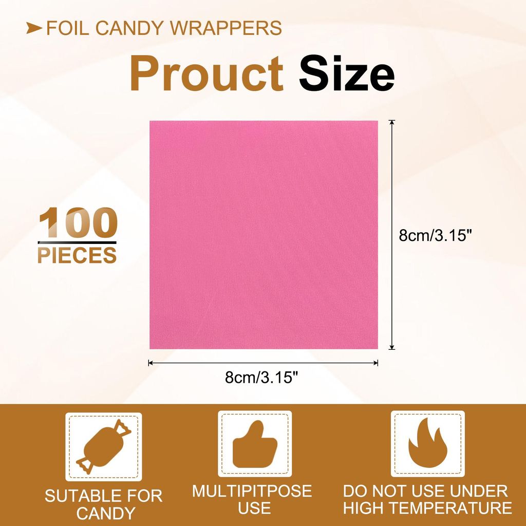 100 Stš¹ck Folie Papier Wrapper, 8x8cm Aluminiumfolie Bonbonpapier, Schokolade Verpackungen fš¹r Bonbonpapier Ostern, Sš¹?igkeiten und Pralin...