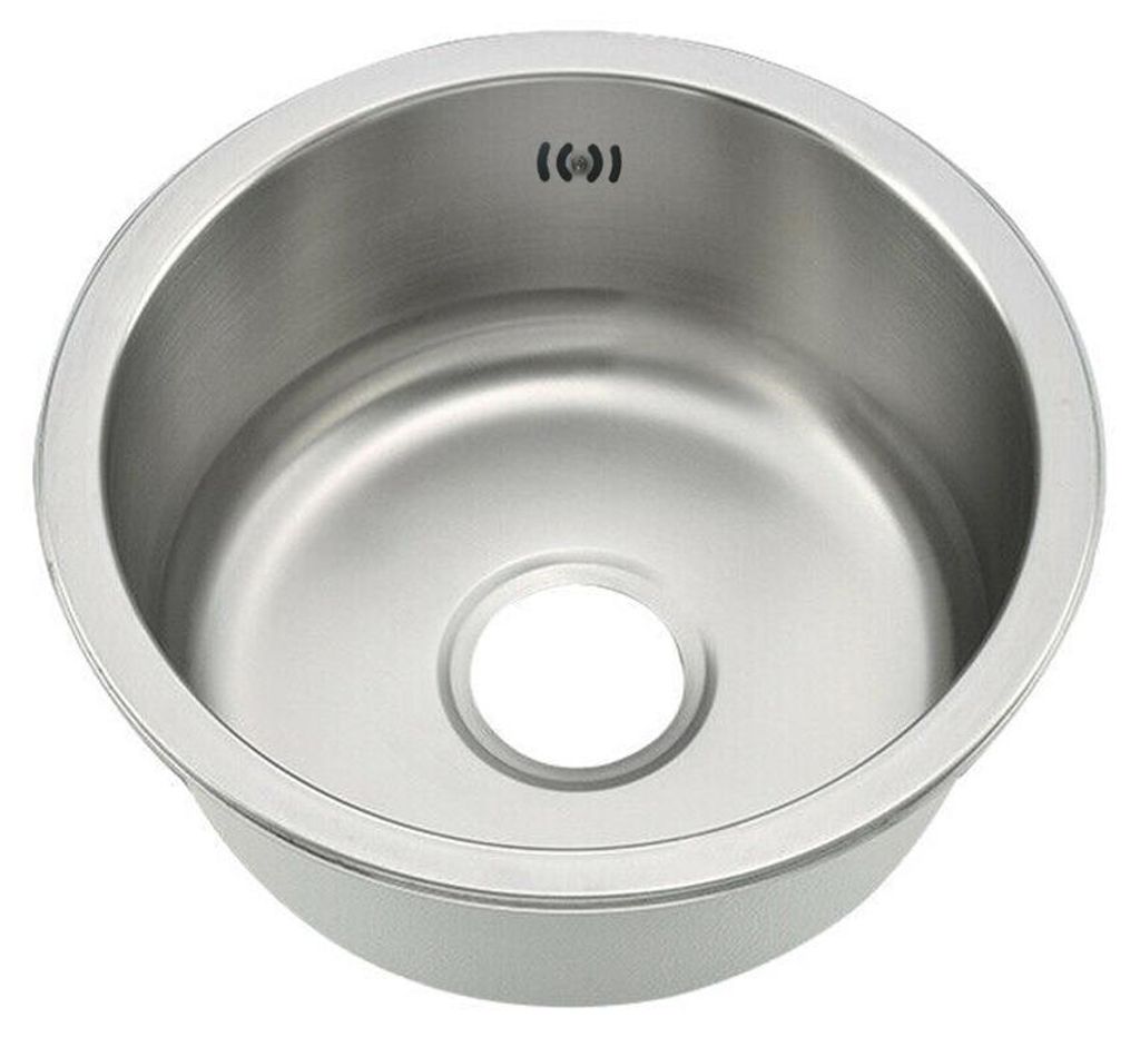 Edelstahl Rundküchenspüle, 0,6 mm Dicke, Schallisolierung, Silber
