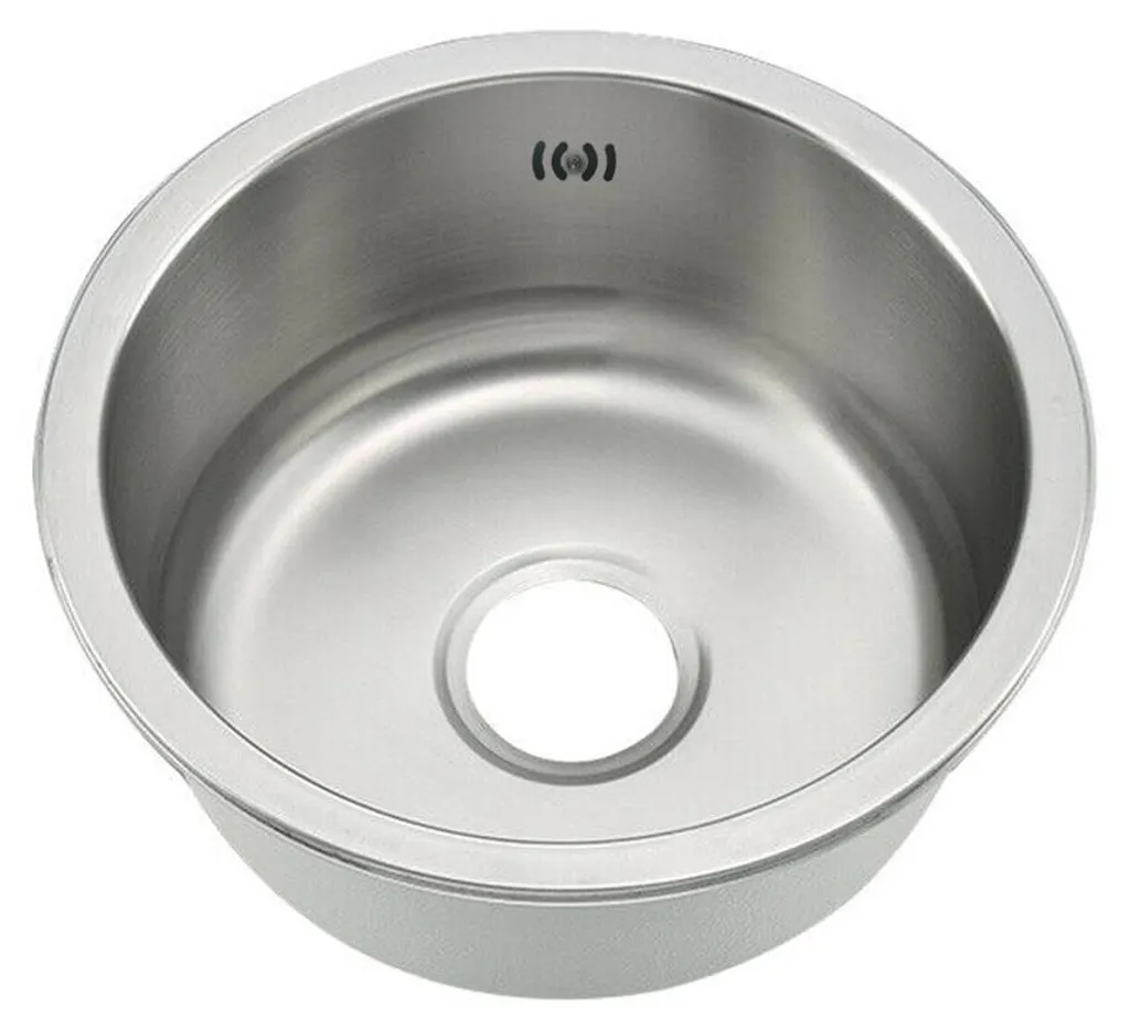 Évier rond pour petite cuisine en inox argenté, isolation sonore 0,6mm