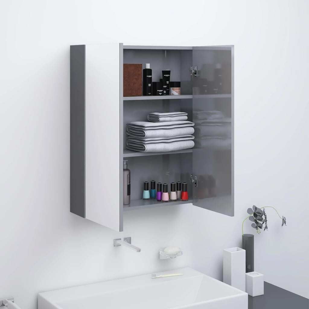 Maison Exclusive - Bad-Spiegelschrank 60x15x75 cm MDF Glänzendes Grau