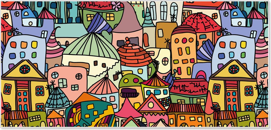 Stahl Magnettafel Querformat 37x78cm Funky Town