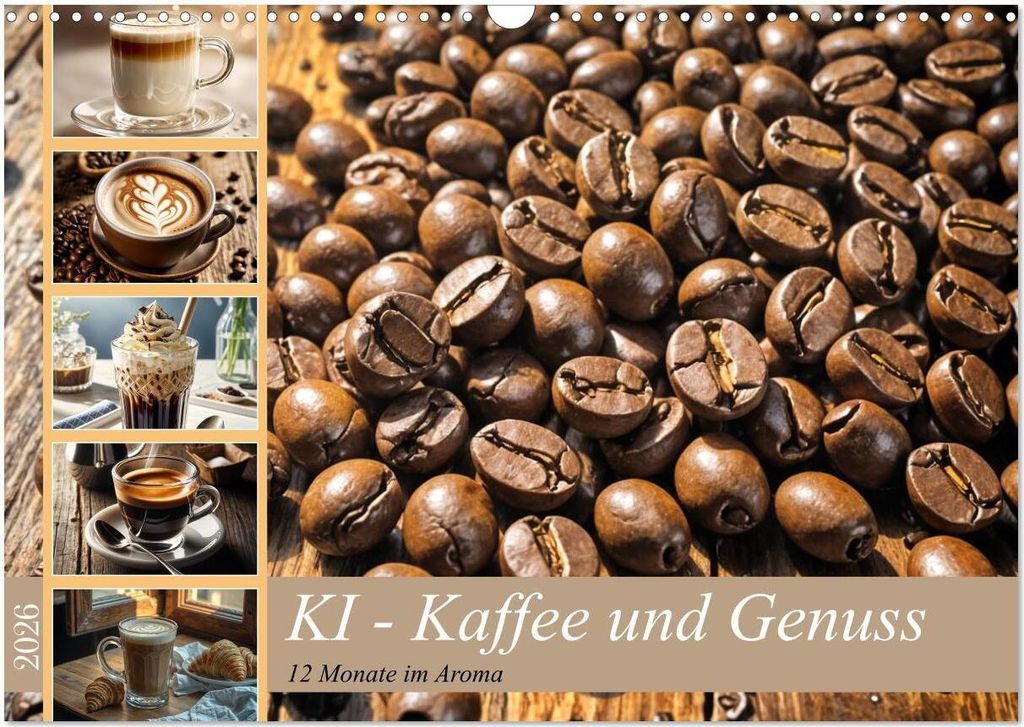 KI - Kaffee und Genuss 12 Monate im Aroma (Wandkalender 2026 DIN A3 quer), CALVENDO Monatskalender
