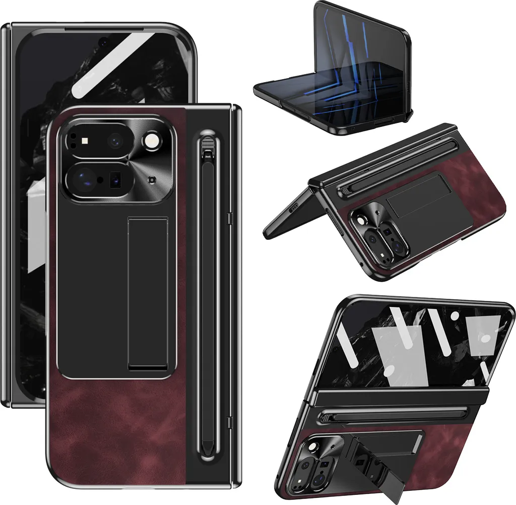 Custodia Rossa Pixel 9 Pro Fold in Pelle: Protezione Schermo e Penna