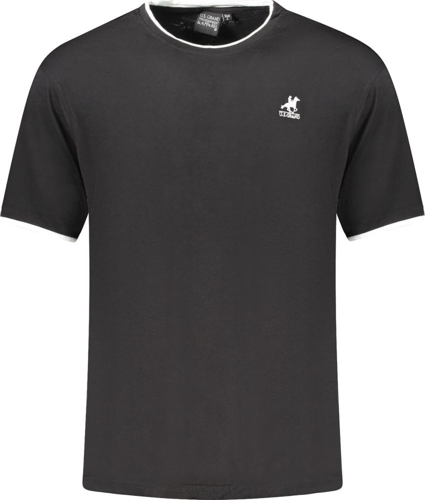 Stylisches Herren Kurzarm T-Shirt Schwarz mit Stickerei & Kontrastdetails