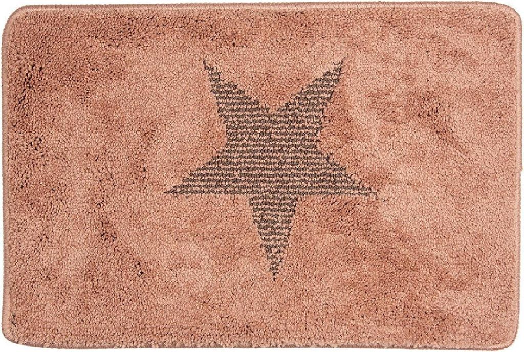 Clayre & Eef Badematte 58x38x1 cm Rosa Polyester Stern
