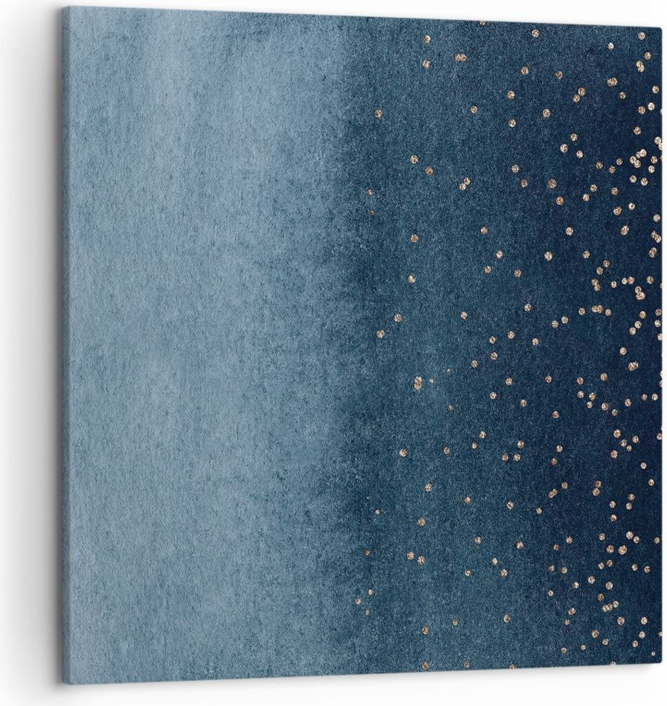 Bild auf Leinwand - Leinwandbild - Einteilig - Blau Golden Hintergrund - 50x50cm - Wand Bild - Wanddeko - Wandbilder - Leinwanddruck - Bilder - Wan...