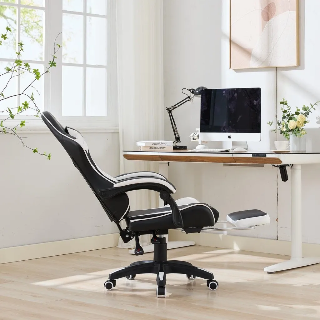 Fauteuil de Bureau Gaming Ergonomique Inclinable avec Repose-Pieds