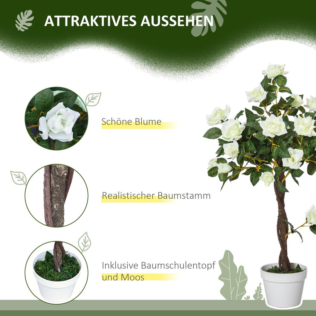 Outsunny knstlich Rosenpflanzen gro 90cm Kunstpflanze