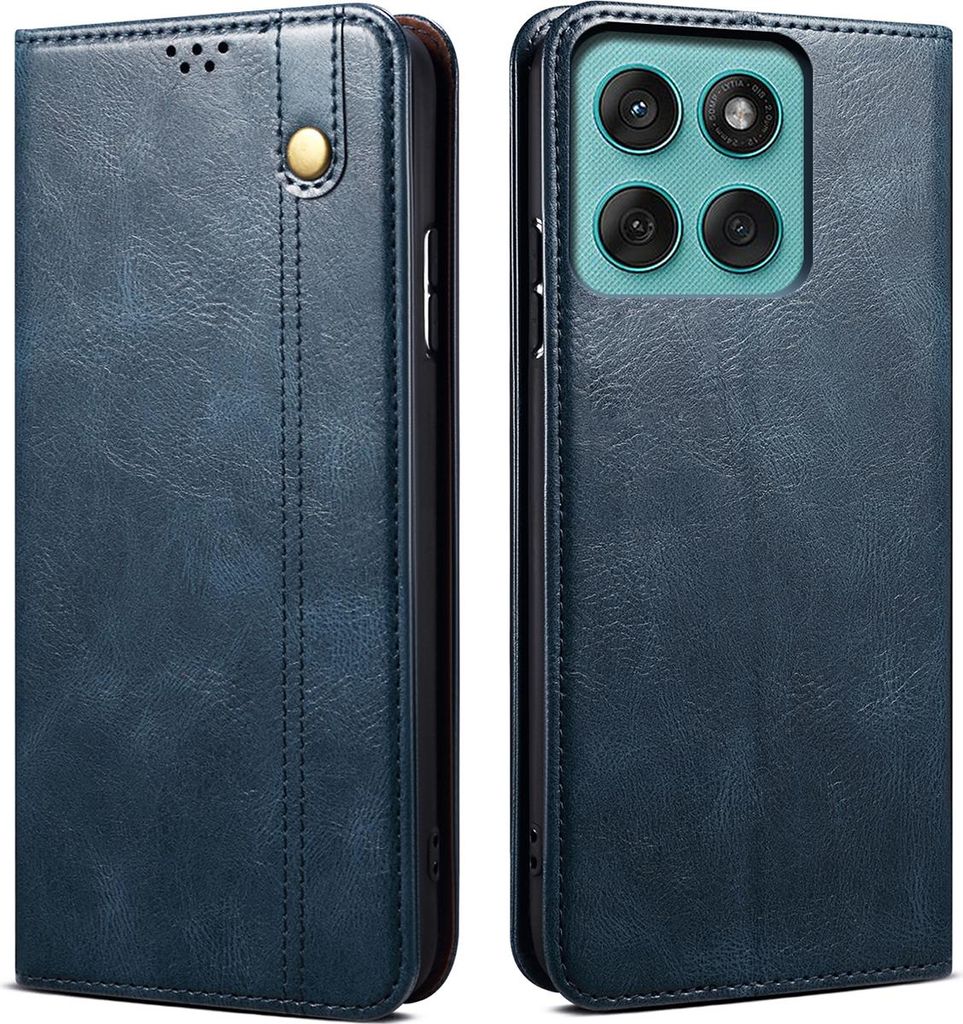 Hülle für Motorola Edge 2025 Leder Brieftasche Schutzhülle mit Standfunktion Blau