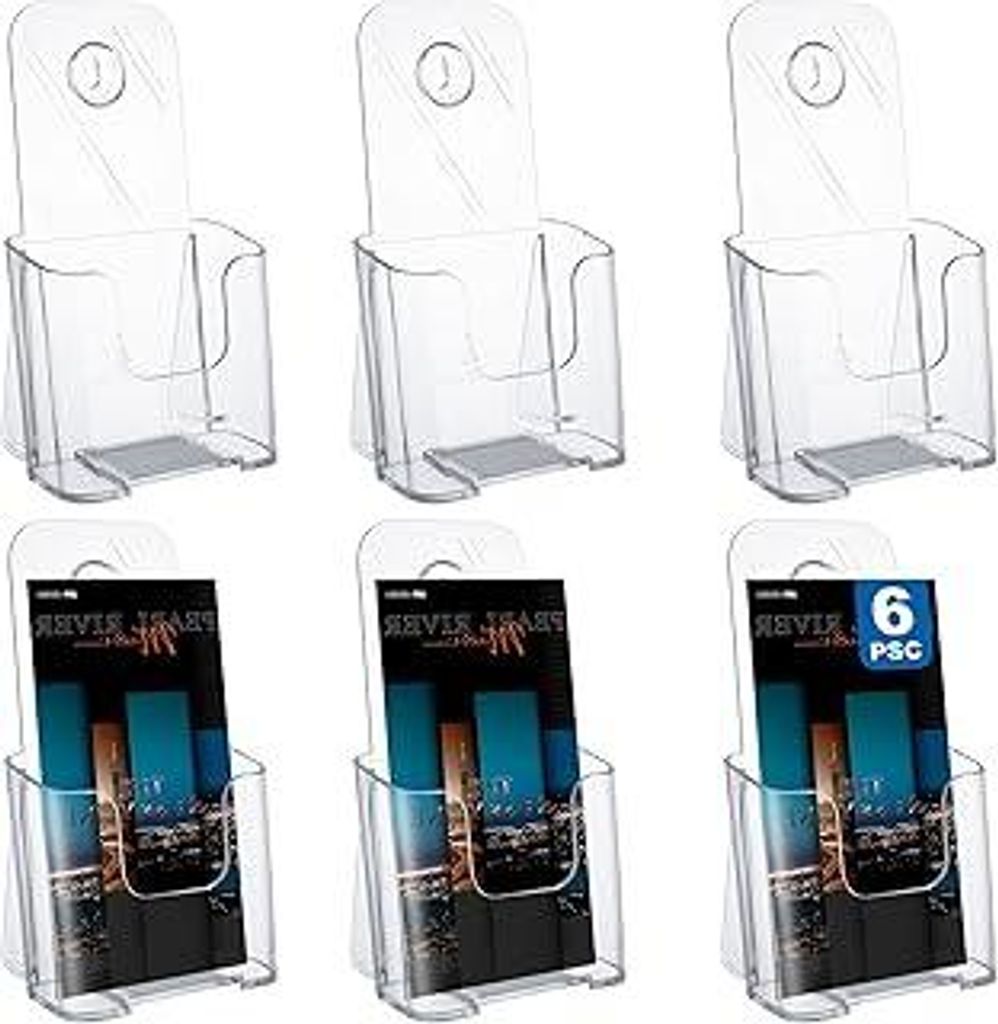 DAJAVE 6 Stück Flyerständer A6 Acryl Prospekthalter A6, Tisch-Prospektständer als Flyerständer, Flyer-Ständer Broschürenhalter Prospekte, Tra...