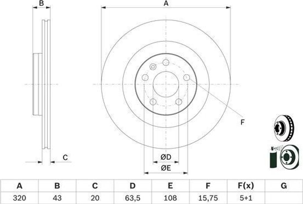 BOSCH 0 986 479 E87 Bremsscheibe OE 31400778 kompatibel mit S60, S90, V60, V90, XC60, XC90