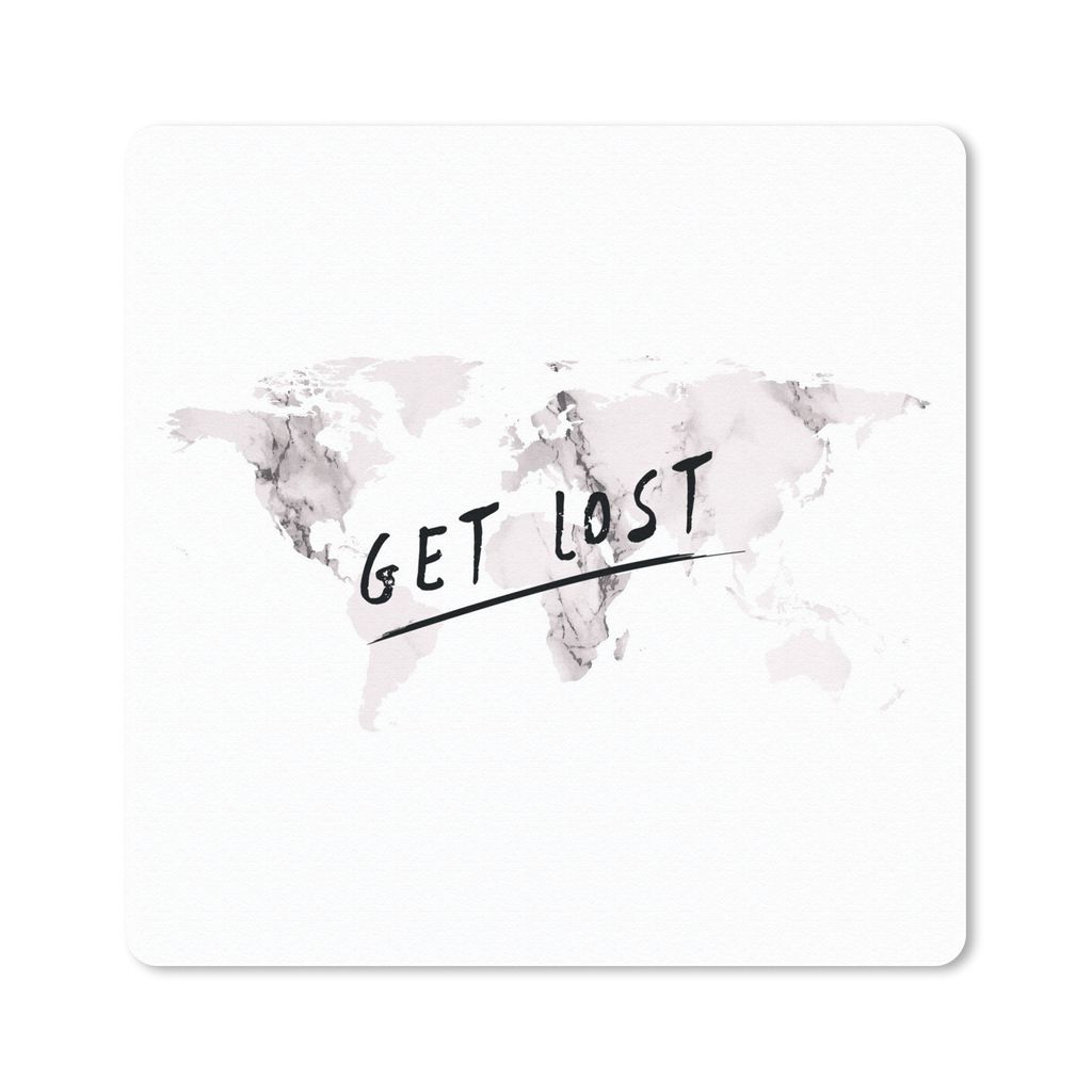 MuchoWow Mauspad Mousepad Weltkarte - Marmor - Zitat 30x30 cm - Mousepads - Maus Mat - Pad - Mausunterlage - Gaming