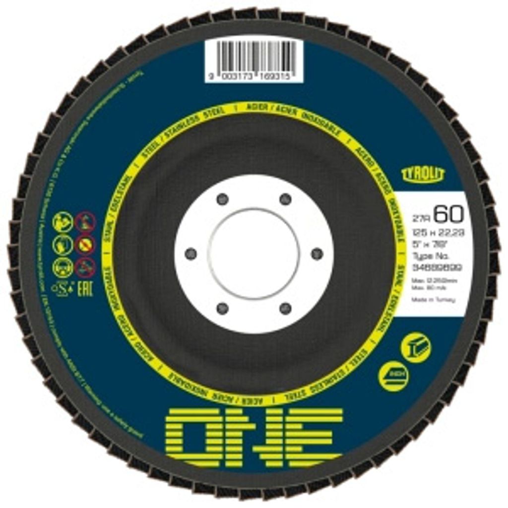 Lamellenschijf Tyrolit ONE, 125x22,23mm, ZA 120 Q-B, Productafbeelding 