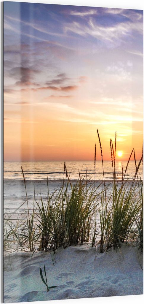 DEQORI Magnettafel Glas 50x100 cm 'Sonnenuntergang am Strand' beschreibbar Whiteboard