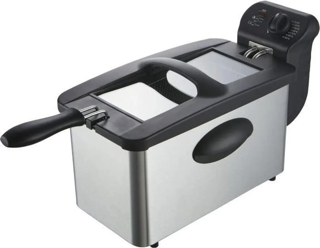 Friggitrice, 3 L, 2000 W, acciaio inossidabile, CONTINENTAL EDISON CERFR3IN2, termostato regolabile 130 °C - 190 °C, cestello estraibile