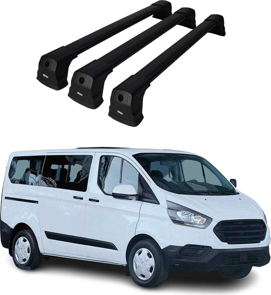 Dachträger für Ford Transit Custom / Tourneo Custom 2013-2022 75kg Schwarz 3 tlg