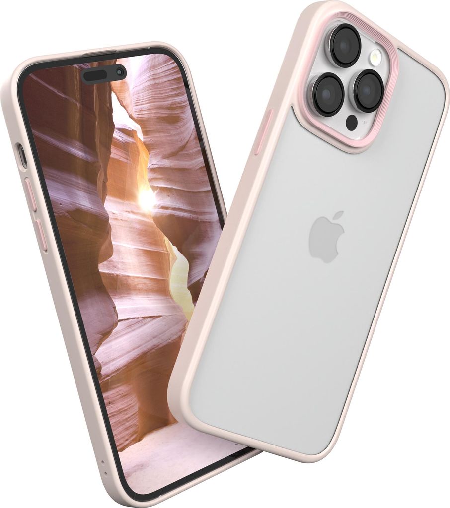 EAZY CASE - Outdoor Case kompatibel mit Apple iPhone 14 Pro Max, stoßfest, kratzfest, mit Kameraschutz, Silikonhülle in Rosa