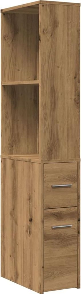 vidaXL Badschrank Schmal mit Rollen Artisan-Eiche Holzwerkstoff