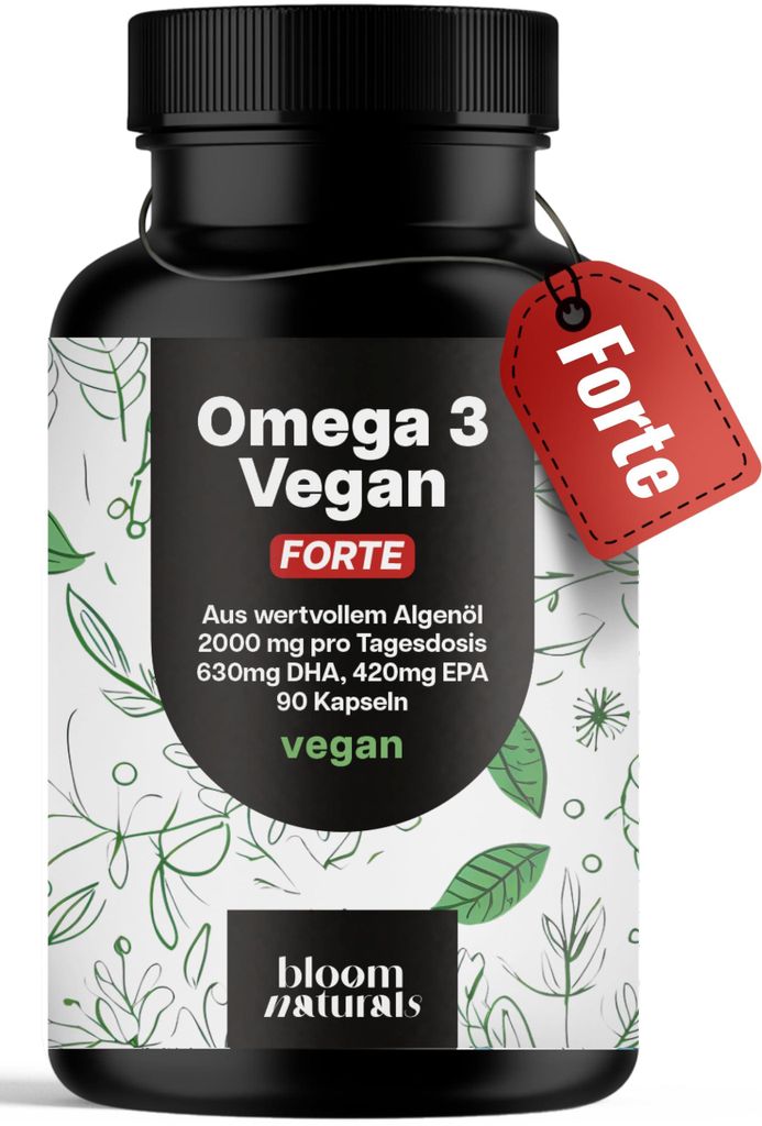 Bloom Naturals Omega 3 Kapseln Vegan, 90 Stück, 2000mg Produktbild 